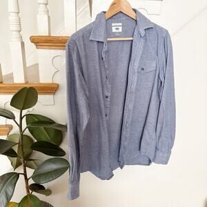 Old Navy Men's Long Sleeve Button Front Shirt Blue Cotton Stretch Size S Small